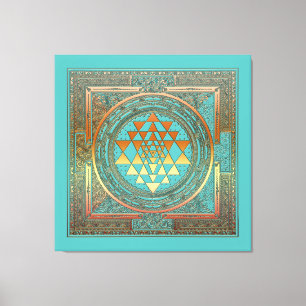 canvas yoga manala chakra gold symbol turquoise print