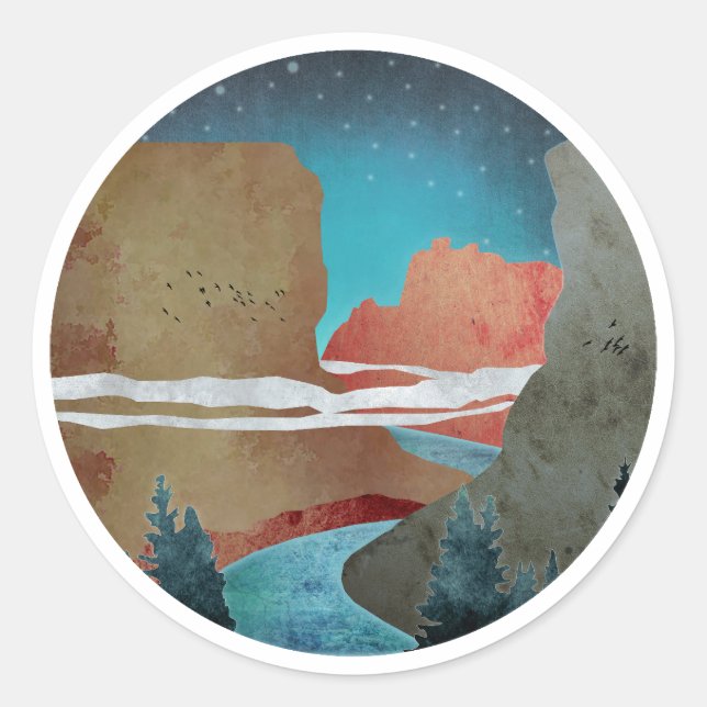 Canyon Birds Classic Round Sticker (Front)