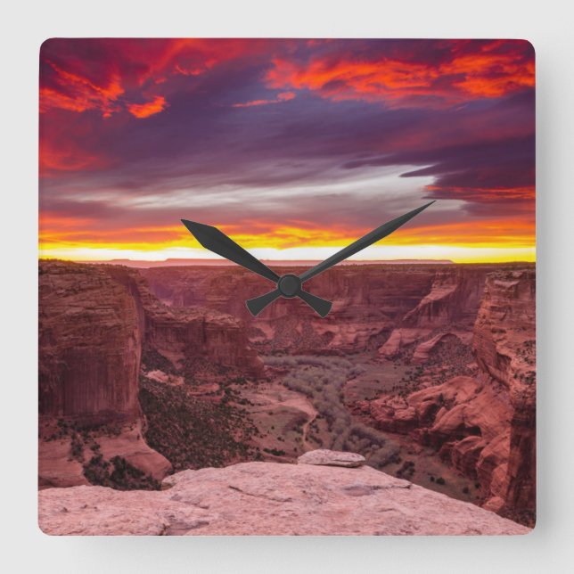 Canyon de Chelly, sunset, Arizona Square Wall Clock (Front)