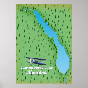 Canyon Ferry Lake Montana lake map Poster