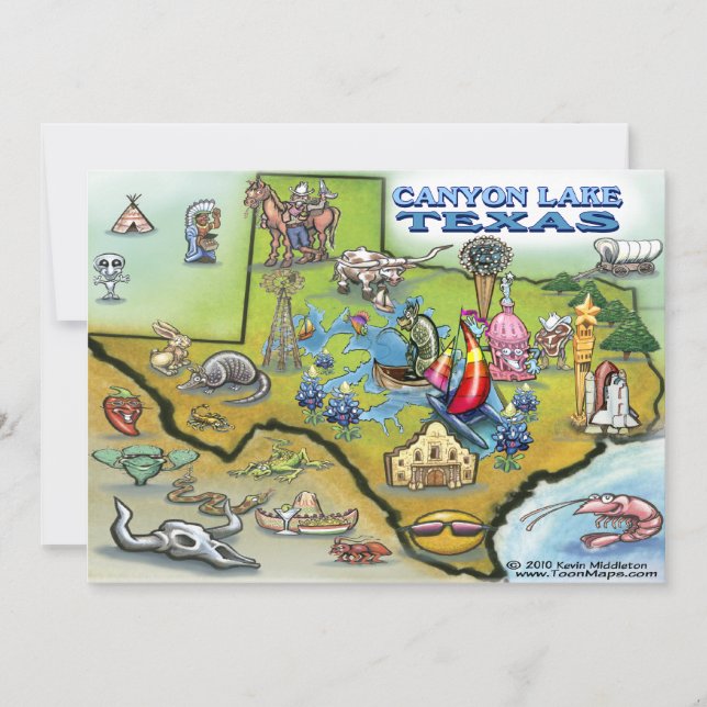 Canyon Lake TEXAS Map Card (Front)