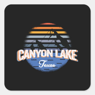 Canyon Lake - Texas - Vintage Sunset Square Sticker