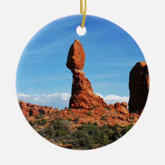 canyon lands balanced rock ceramic tree decoration (Front)