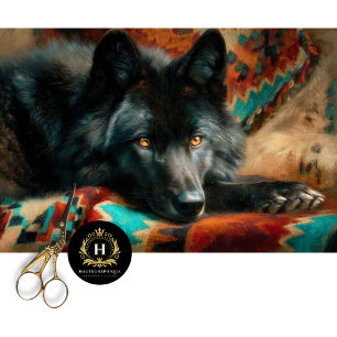 Canyon Night Black Wolf Portrait Tissue Paper