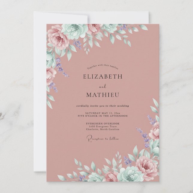 Canyon Rose Alluring Spring Wedding Invitation (Front)
