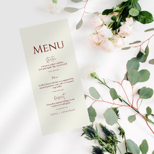 Canyon Rose Minimalist Wedding Menu