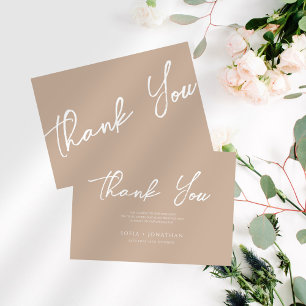 Canyon Rose Minimalist Wedding Thank You Card