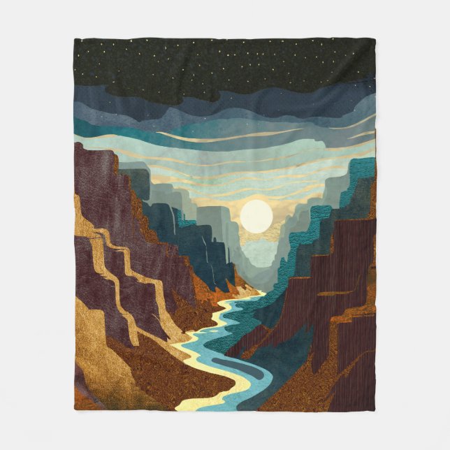Canyon Sunset Landscape Fleece Blanket (Front)