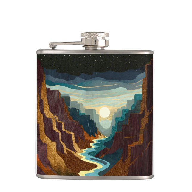 Canyon Sunset Landscape Hip Flask (Front)