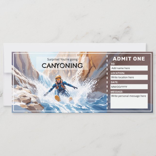 Canyoning Gift Voucher Invitation (Front)