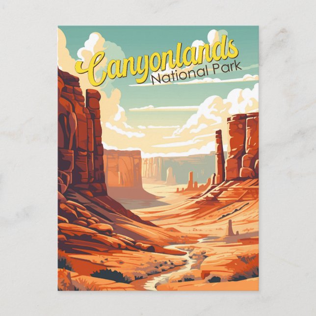 Canyonlands National Park Illustration Retro Postcard (Front)