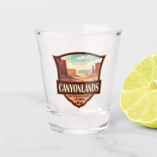 Canyonlands National Park Illustration Retro Shot Glass