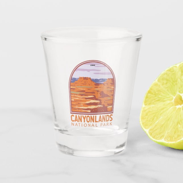 Canyonlands National Park Island In the Sky Retro  Shot Glass (Front)
