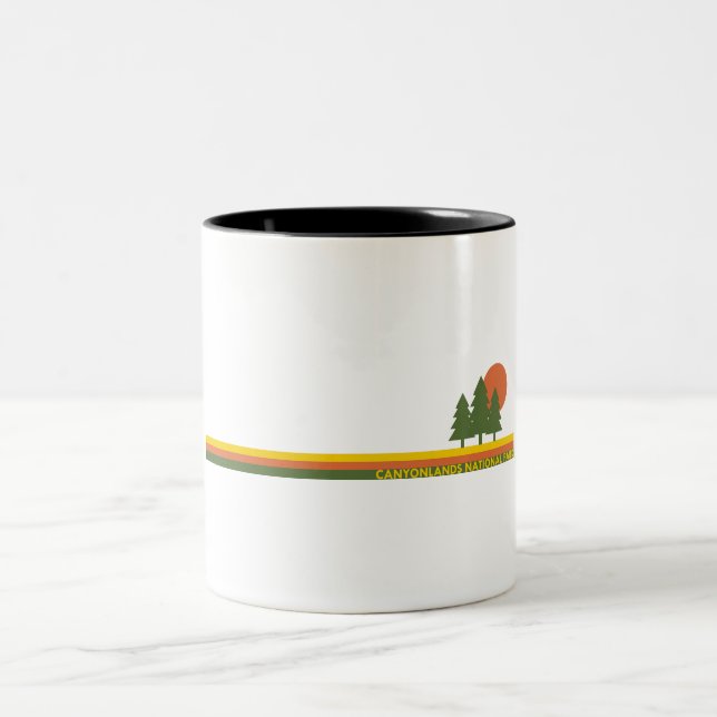 Canyonlands National Park Pine Trees Sun Two-Tone Coffee Mug (Center)
