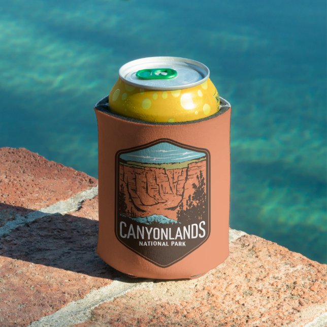 Canyonlands National Park Retro Emblem Can Cooler (In Situ Pool)