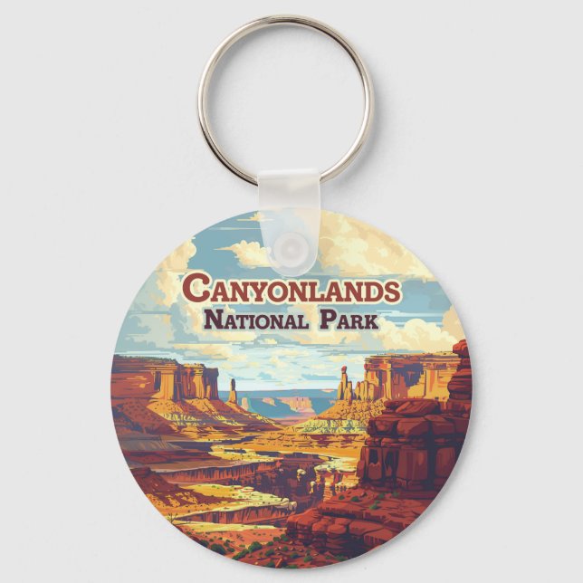 Canyonlands National Park Utah Moab Retro Key Ring (Front)