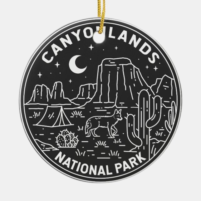 Canyonlands National Park Utah Monoline  Ceramic Tree Decoration (Front)
