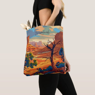 Canyonlands Utah Vintage Art Travel Illustration Tote Bag