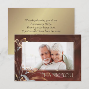 Caoba Gold Floral Anniversary Thank You Photo Card