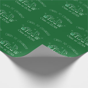 Cap and Cocktail Graduation Party Dark Green Wrapping Paper