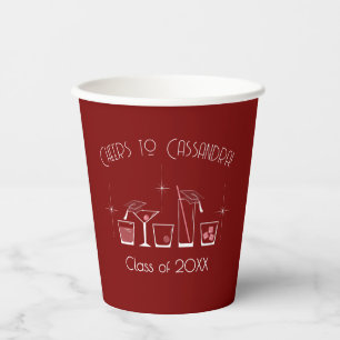 Cap and Cocktail Graduation Party Maroon Paper Cups