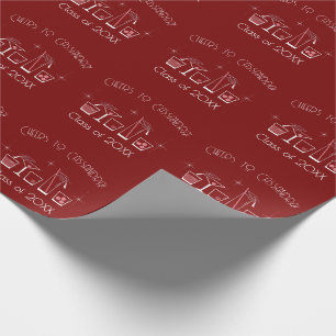 Cap and Cocktail Graduation Party Maroon Wrapping Paper