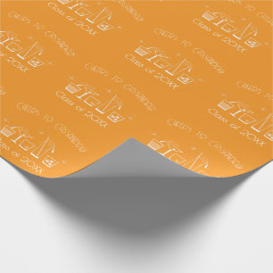 Cap and Cocktail Graduation Party Orange Wrapping Paper