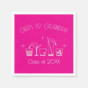 Cap and Cocktail Graduation Party Pink Napkin