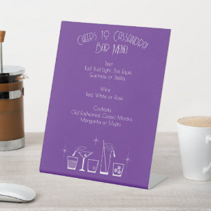 Cap and Cocktail Graduation Party Purple Bar Menu Pedestal Sign