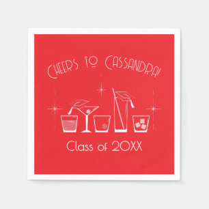 Cap and Cocktail Graduation Party Red Napkin