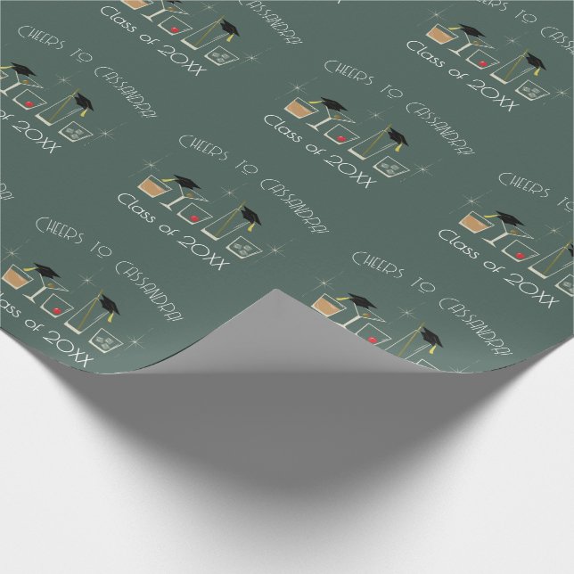 Cap and Cocktail Graduation Party Wrapping Paper (Corner)