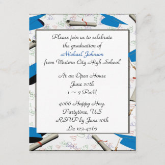 Cap and Diploma Border Graduation Invitation