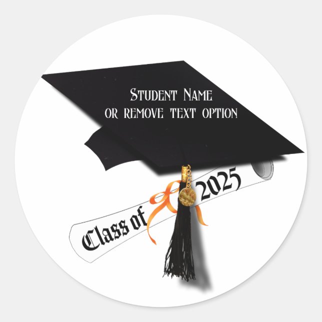 Cap and Diploma Class of 2025 Graduation Classic Round Sticker (Front)