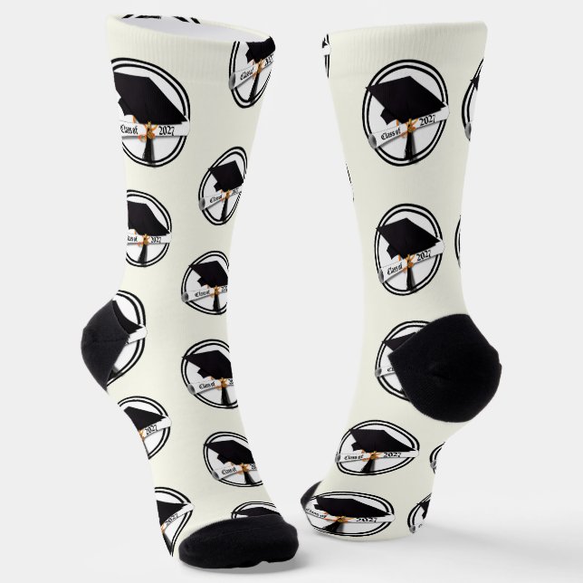 Cap and Diploma Class of 2027 Graduation Socks (Angled)