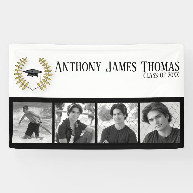 Cap and Leaves Grad Banner 3' x 5 ' (Horizontal)