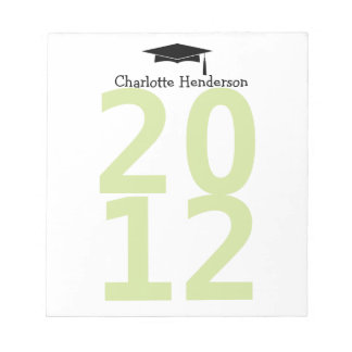 Cap and tassel green class year organised student notepad