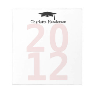 Cap and tassel pink class year organised student notepad