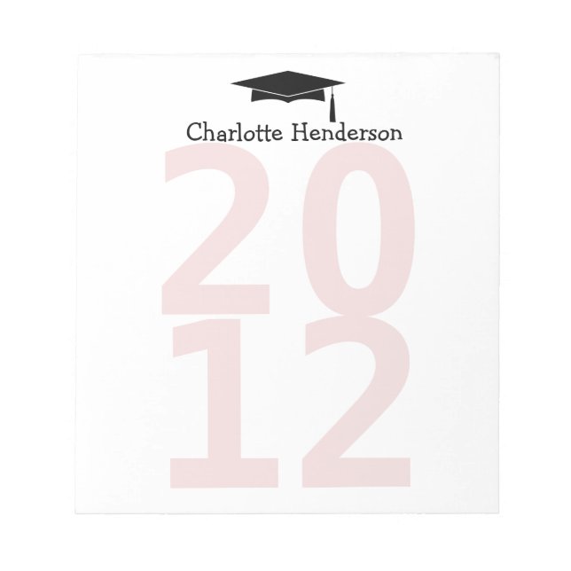 Cap and tassel pink class year organised student notepad (Front)