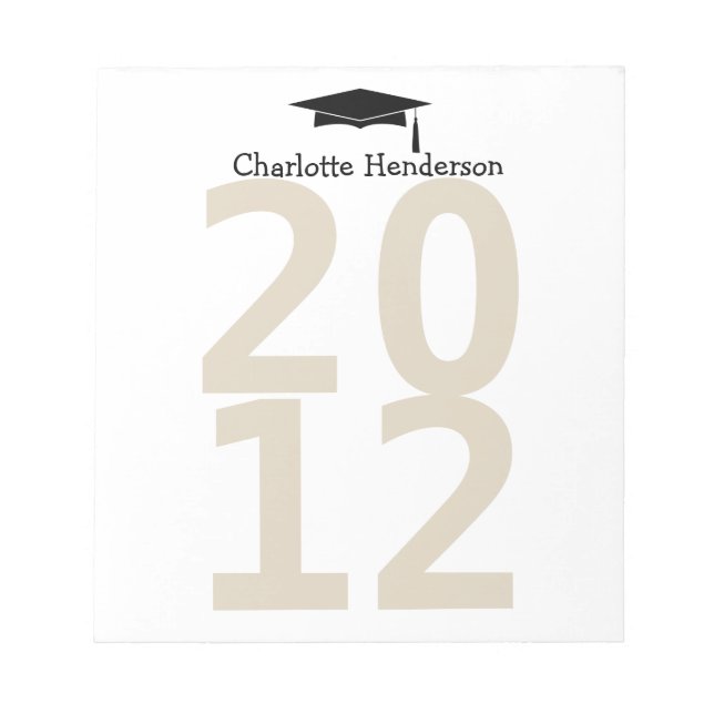 Cap and tassel taupe class year organised student notepad (Front)
