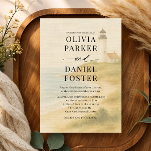 Cap Cod Coastal Watercolor Destination Wedding  Invitation