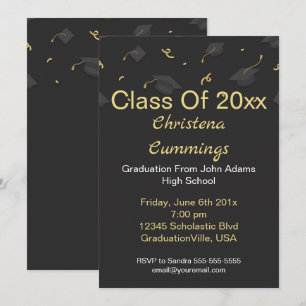 Cap & Confetti Graduation Invitation