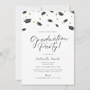 Cap confetti graduation party invitation