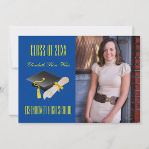 Cap & Diploma Blue - Graduation Announcement