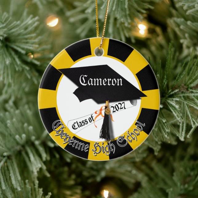 Cap Diploma Class of 2027 Photo Graduation Ceramic Tree Decoration (Tree)