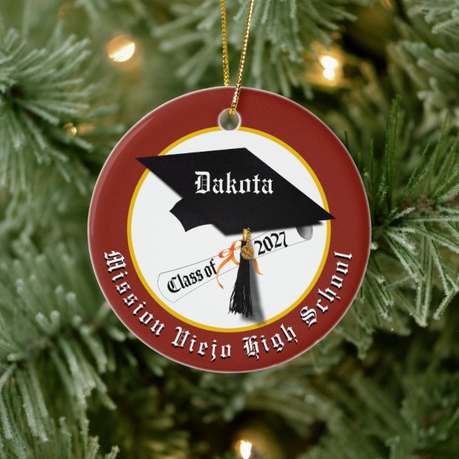 Cap Diploma Class of 2027 Photo Graduation Ceramic Tree Decoration (Tree)