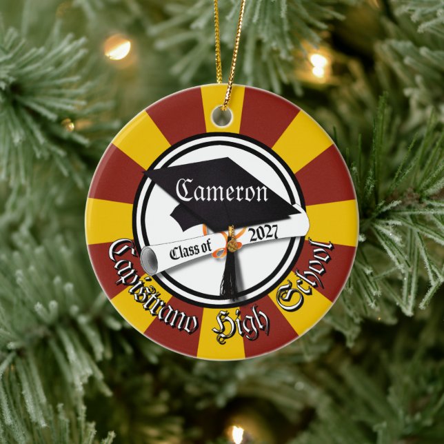 Cap Diploma Class of 2027 Photo Graduation Ceramic Tree Decoration (Tree)