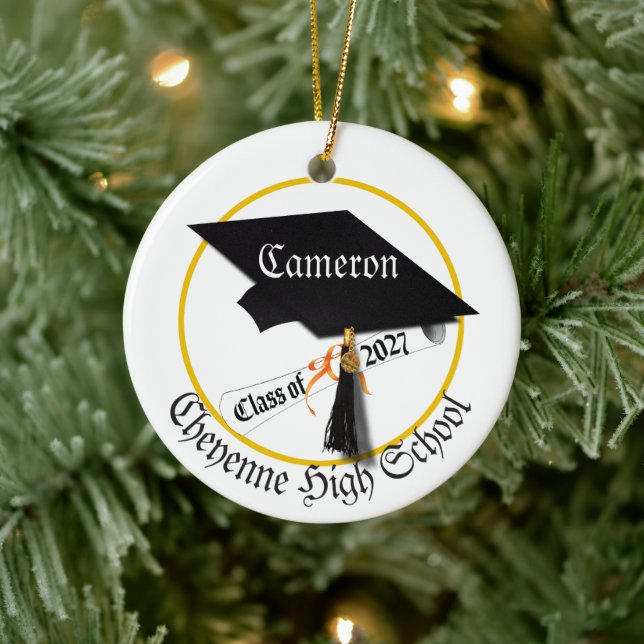 Cap Diploma Class of 2027 Photo Graduation Ceramic Tree Decoration (Tree)