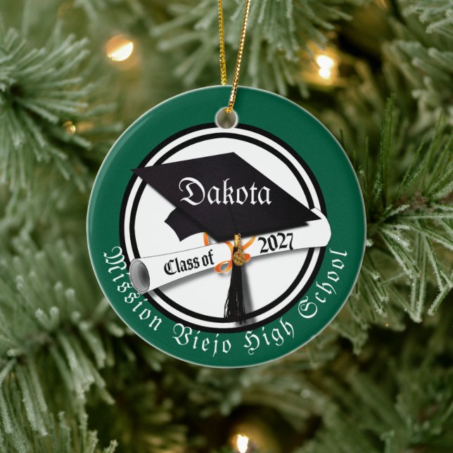 Cap Diploma Class of 2027 Photo Graduation Ceramic Tree Decoration (Tree)