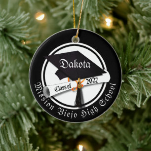 Cap Diploma Class of 2027 Photo Graduation Ceramic Tree Decoration