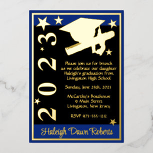 Cap, Diploma, & Stars, Royal Blue, Black, & Gold